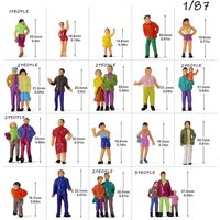 20pcs Ho Scale Miniature Painted Figures 1:87 ABS Model People for Railway Train Layout/Architecture Building Landscape/Diorama