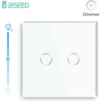 Bseed EU Standard Touch Dimmer Switch 2 Gang 1 Way Led White Black Grey Gloden Crystal Class Panel Dimmer With Adapter