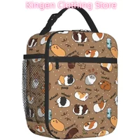 Kawaii Guinea Pig Animal Insulated Lunch Bag Portable Reusable Cooler Bag Tote Lunch Box School Outdoor Food Handbags