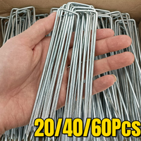 20/40/60Pcs U-Type Garden Staples Heavy Duty Galvanized Landscape Stakes Sod Pins for Weed Barrier Ground Cover