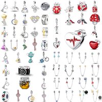 Original Butterfly Safety Chain 925 Silver Charm Camera, Robot, Doctor Pendant, Fit Bracelet DIY Exquisite Jewelry Accessories