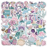 50 PCS Cute Sea Mermaid Stickers for Boys Girls Cartoon Ocean Stickers Vinyl Waterproof Stickers for Water Bottles,Laptop