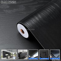Black Wood Contact Paper Peel and Stick Self-Adhesive Wallpaper,Decorative Vinyl Film for Countertop Cabinets Furniture Surface