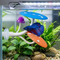 Silicone Betta-fish Mushroom Resting Bed Safe Material Enhances Fish Comfort Aquarium Landscaping Decoration Multi Scene Use