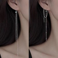 Silver Plated Sparkling Star Ear Line Stud Earrings for Women Trendy Exquisite Fine Jewelry Personality Accessories