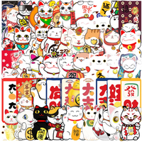 50Pcs Cute Maneki Neko Luck Cartoon Cat Vinyl Waterproof for Laptop Phone Case Notebook Water Bottle DIY Stickers