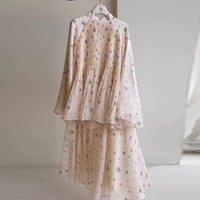 Two Piece Set Women Outfit 2026 Spring Autumn New Print Round Neck Long Sleeve Loose Pullover Top & Casual Long Skirt Set