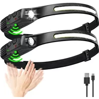 Induction COB Headlight Running Light Fishing Headlight Type-C Rechargeable Inductive Outdoor Work LED Light