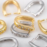 2pcs 14K Gold-Plated Brass U-Shaped Pendant Hooks Zircon Seed Clasps DIY Necklace Keychain Pendant Jewelry Making Accessories