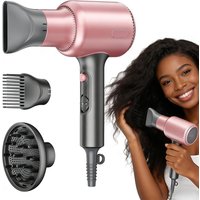 1600W Professional Hair Dryer with 3 Attachments 2 Wind Speeds Ionic Blow Dryer Fast Drying Hairdryer for Home Travel