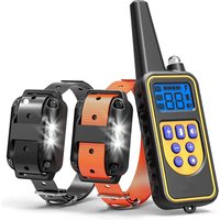Hundetrainingshalsband, 800 Yards, mittelgroß, groß, wiederaufladbar, wasserdicht, elektronisches Trainingssystem, unterstützt 3 Hunde, Schock-Bell-Stopp