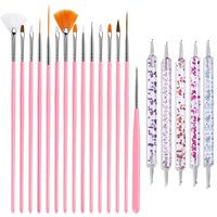 LULAA Nail Art Brush Dotting Tools Liner Ombre Clean Up Design Acrylic Manicure Brushes for Nail Art Point Drill Drawing Pen