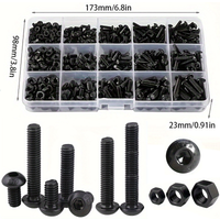 500-piece/10.9 grade black hex pan head screw and nut set, black round cup high strength screws M3 M4 M5 hex pan head screws