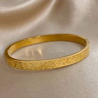 Unique Design Gold Plated Stainless Steel Bracelet Golden Embossed Vintage Letter Stylish Versatile Perfect For Daily Wear Gift