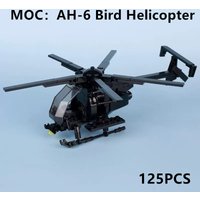 US Military AH-6 Little Bird Helicopter MOC Building Blocks Set, Educational DIY Assembly Toy Desktop Ornament Gift for Boys