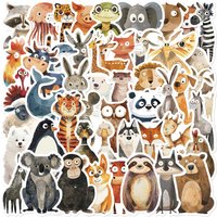50 Pcs Quirky Watercolor Animal Cartoon Stickers - DIY Decals for Luggage, Laptops & Journals