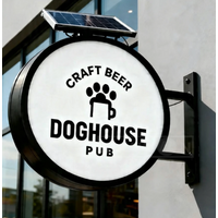 Outdoor Business Sign Illuminated Round Logo Shop Signage Custom Double Sided Light Box – LED Blade Storefront Screen Equipment