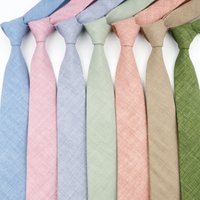 Soft Cotton Solid Color Handmade Men Ties Sage Green Pink Orange Skinny Necktie For Wedding Party Shirt Suit Cravat Accessory