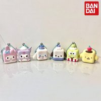 Bandai Authentic Characters Gashapon Square Dessert Cake Swing Keychain Pom Pom Purin Pochacco Keroppi Collectible Pendant