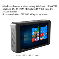 CPU Intel N95 Windows 11 mini pc with 8 inch touch screen DDR4 SSD WIFI6 industrial tablet mini pc all-in-one computer