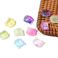 30Pcs 12x14mm Cat Head Glass Beads Cute Lampwork Charm Beads for Jwelry Making Findings DIY Bracelets Necklace Earring Accessory
