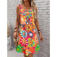 Women's Vibrant Floral 3D Print Sleeveless Dress Spring/Summer Vacation Style dress Soft Comfortable Daily Wear Vestidos