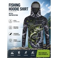 Menโs Performance Fishing Shirt Hooded Long Sleeve Quick Dry UV Protection