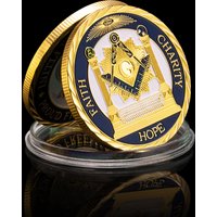 The Free Mason Collectible Souvenir Gold Plated Coin Proud Freemason All Seeing Eye Oattern Commemorative Coin