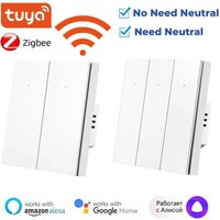 Tuya Zigbee EU UK Smart Light Switch No Neutral Wire No Capacitor Push Button Wall Switch Smart Life Work With Alexa Google Home