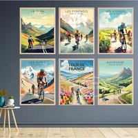 AliExpress NONE Bike and Cyclist Tour De France Poster Alpe D'Huez Circuit Landscape Prints Canvas Painting Wall Picture Living Room Home Decor