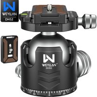 WEYLLAN 52mm Professional Tripod Head for DSLR Camera Tripod Monopod Arca Quick Release Plate Low Profile Ballhead Max Load 30kg