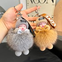 Sleeping Baby Keychain Cute Fluffy Plush Doll Keychains Women Girl Bags Pendant Cars Key Ring Backpack Decoration GiftHot Sale