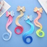 Princess Style Gradient Curly Hair Bow Wig Cute Hair Accessories for Girls Children's Hairpins Headwear Hair Clips