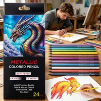 12/50/72 Shades Metallic Colored Pencils Set Drawing Sketching Pencils for DIY Coloring, Painting & Professional Art Supplies