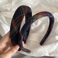 1PCS Classic Khaki Checkered Headband, Retro British-Style Hair Hoop, High-End Hair Clip for Hair Styling, Sponge Hair Accessory