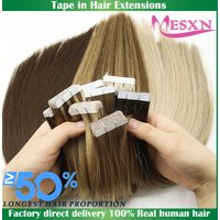 MESXN High Quality Straight Tape In Human Hair Extensions 100% Natural Hair Extension Brown Blonde Invisible 613 For Salon