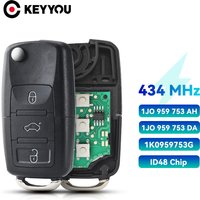 KEYYOU 3 Button Remote Car Key For VW PASSAT Polo Skoda Seat Polo/Golf/Beetle 1J0959753 DA/AH 1K0959753G 434Mhz ID48