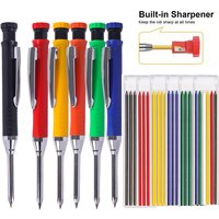 6 Colors Refill Solid Carpenter Pencil Mechanical Pencil With Sharpener for Woodworking Construction Marking Scribing Tools