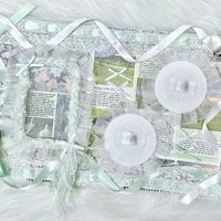 Hand Made Light Green Ribbon Lace Bow Badge Card Holder Insert Board Anime Cosplay Ita Bag Board Goods Display Decoration