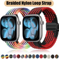 Nylon Loop Strap for Apple Watch Band Ultra 3-1 49mm 46mm 42mm 45mm 44mm 40mm 41mm Braided Band IWatch Series 11 10 9 8 7 6 5 SE