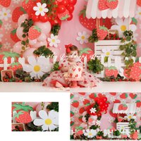 Strawberry Garden Backgrounds Cake Smash Kids Adult Photography Props Child Baby Decors Orchard Picking Photo Studio Backdrops