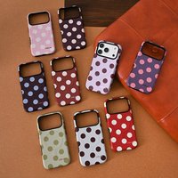 Korean Solid Color Polka Dot Phone Case for IPhone 17 16 15 14 13 12 11 Air Pro Max Plus Luxury Magnetic Double-layer Back Cover