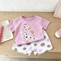 Child Short-sleeved Outfits Cartoon Tshirt+Shorts Two Piece Set Summer Clothing Lovely Tees Loose Casual Shorts Kids Costume