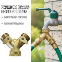 Y Shape 2 Way Garden Hose Splitter Thread Zinc Alloy Water Tap Connector with Independent Shut Off Valves Y-type Water Divider