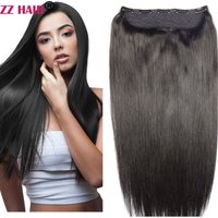 ZZHAIR Clip-in-Haarverlängerung aus 100 % brasilianischem Echthaar, 40,6–61 cm, ein 1-teiliges Set, 100–120 g, natürlich, glatt