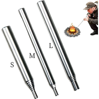 Blow Fire Tube Mouth Blowpipe Stainless Steel Fire Blowing Pipe Portable Fire Bellows Good Gear for Cooking Picnic BBQ