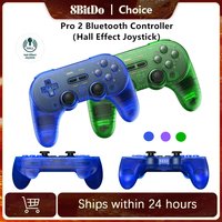 8BitDo Pro 2 Bluetooth Controller Gamepad Handle for Nintendo Switch, PC, mac Otransparent Edition Hall Effect Joystick Update
