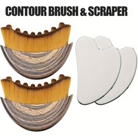 1/4 Pieces Contour Brush Scraping Board Set Women's Lymphatic Contour Facial Brush Stainless Steel Scraping Board