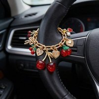 1pc Cherry Pendant Decorative Chain, Car Interior Decor Chain, Steering Wheel Decor Chain, Lovely Decorative Bracelet