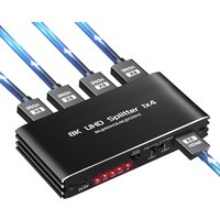 Navceker 8K 60Hz Splitter HDMI 4 Outputs 4K 120Hz HDR HDMI 2.1 Splitter 1 In 4 Out Screens For Computer PS5 Xbox Apple TV